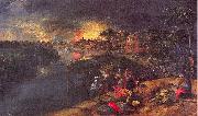 Mossa, Gustave Adolphe Scene of War and Fire Spain oil painting artist